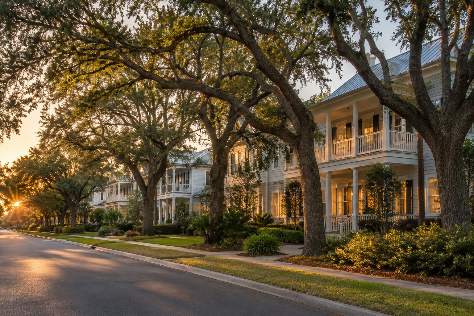 A South Alabama home at dusk, illustrative